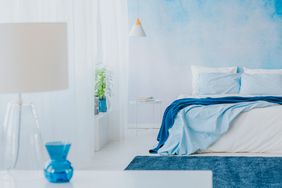 blue toned color theme bedroom