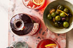Amaro Spritz and bowl of olives