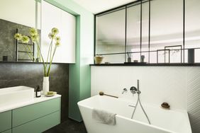 Mint green bathroom