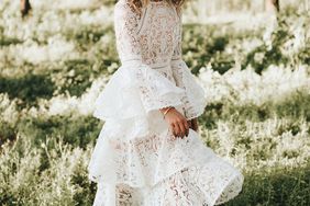 lace flutter sleeve wedding gown