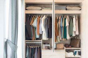 Closet with clothes and organization