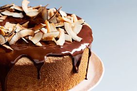 passover coconut chiffon cake with chocolate frosting