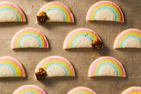 end of the rainbow slice and bake cookies with peanut butter cups