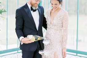 evan dustin vow renewal bride groom champagne tower