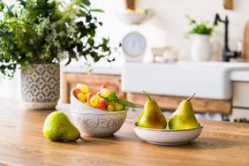 Grapes and Pears on kitchen island
