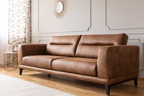 Leather couch in living room