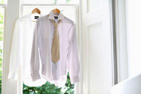 Button-down shirts hanging