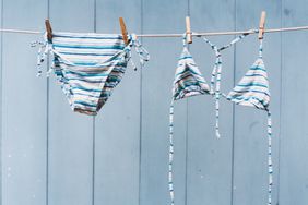 Swimsuit hanging on clothesline
