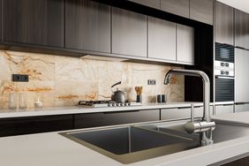 Kitchen Backsplash brown marble