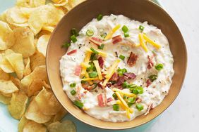game day appetizer loaded potato dip with chips