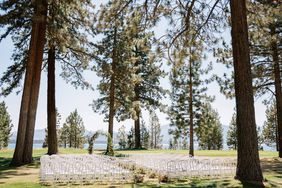 outdoor wedding ceremony set up at lake tahoe