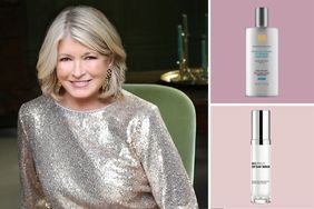 composit image of martha and skincare products