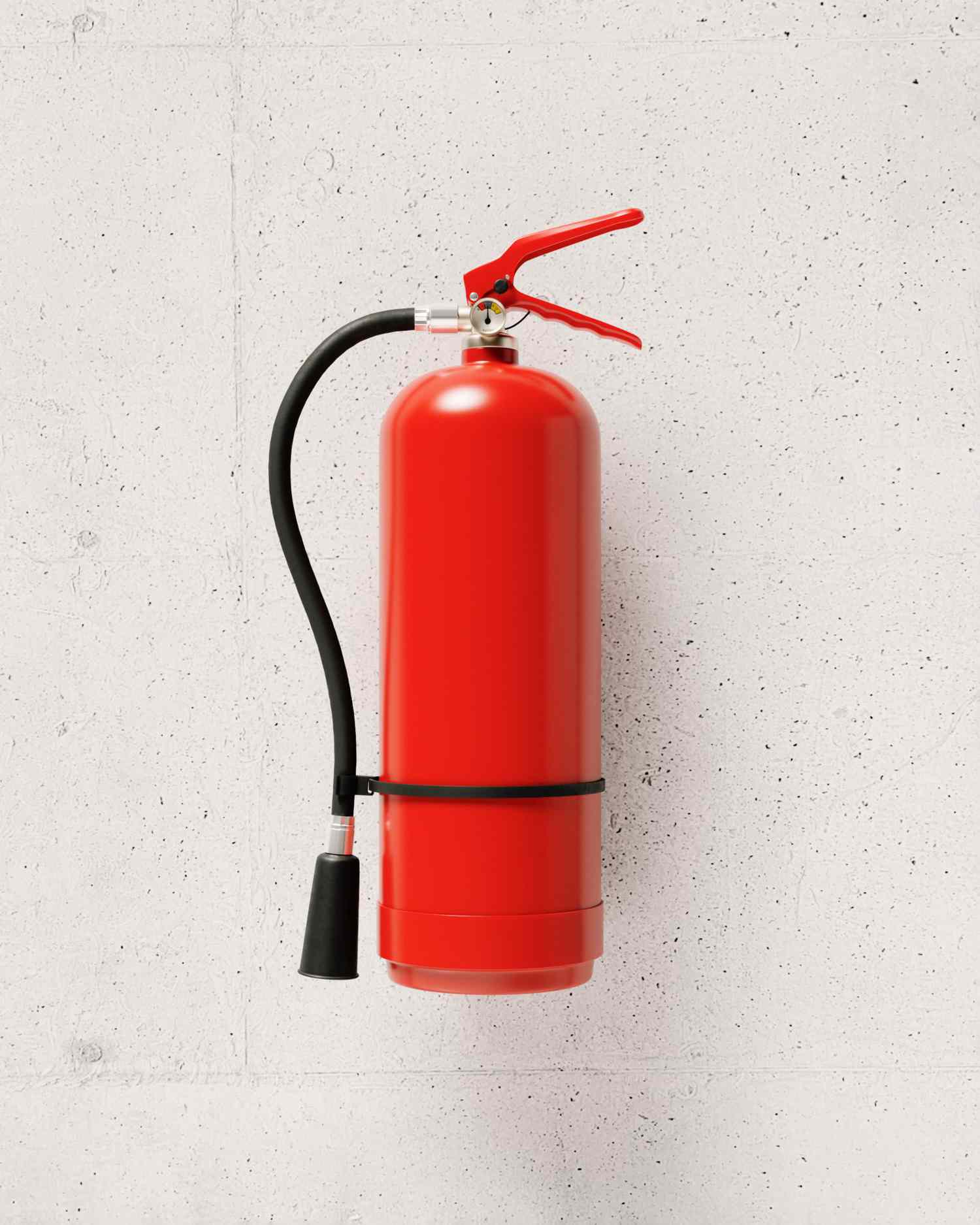 red fire extinguisher on wall for safety