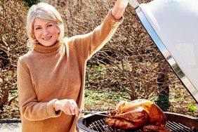 Martha cooking Thanksgiving turkey