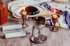 passover seder candles and wine