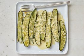 Roasted cucumbers with horseradish