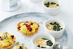 soft-scrambled eggs and toasted-rye tartlets
