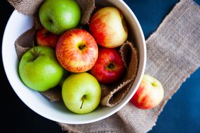 Bowl of various types of apples