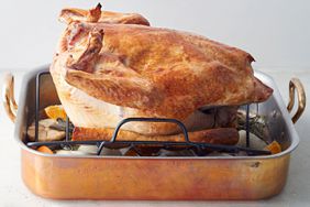 Upside down turkey in pan
