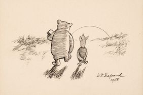 Sketch of Winnie the Pooh and Piglet. 